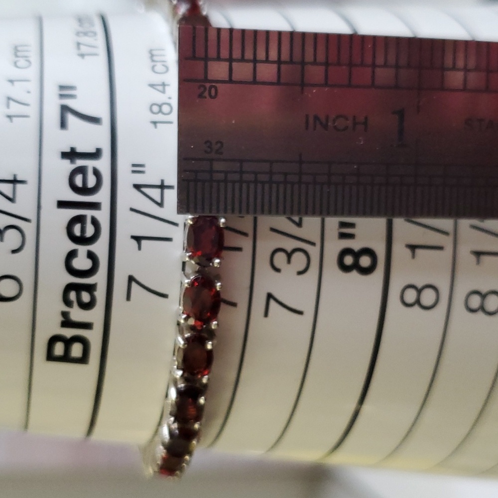 Sterling Silver 925 Deep Garnet Tennis Bracelet - Picture 2 of 10